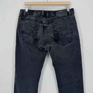 Rare Diesel Mens Black 34 Embroidered Button Fly Straight Leg Jeans Y2K VTG